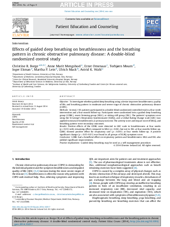 (PDF) Effects of guided deep breathing on breathlessness and the ...