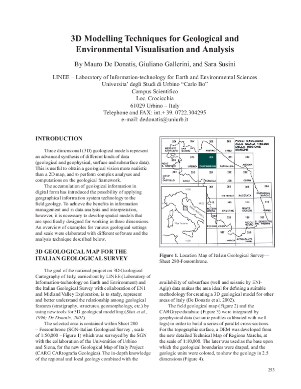 (PDF) 3D Modelling Techniques for Geological and Environmental ...