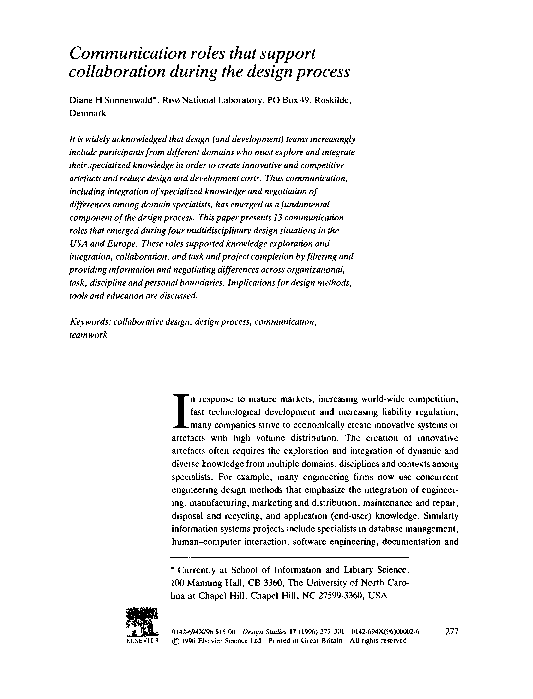 (PDF) Communication roles that support collaboration during the design ...