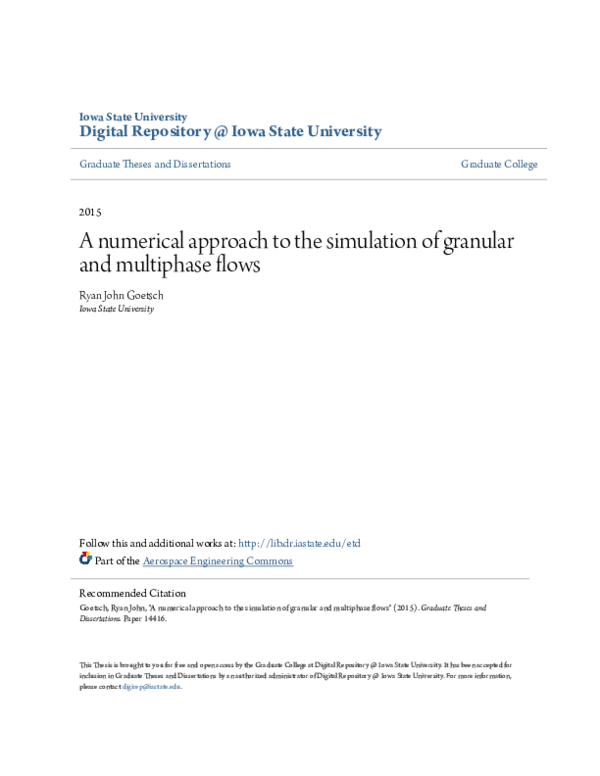 (PDF) A numerical approach to the simulation of granular and multiphase ...