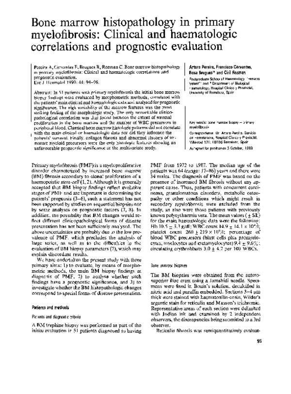 (PDF) Bone marrow histopathology in primary myelofibrosis: Clinical and ...