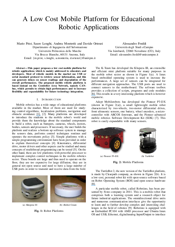 (PDF) A low cost mobile platform for educational robotic applications