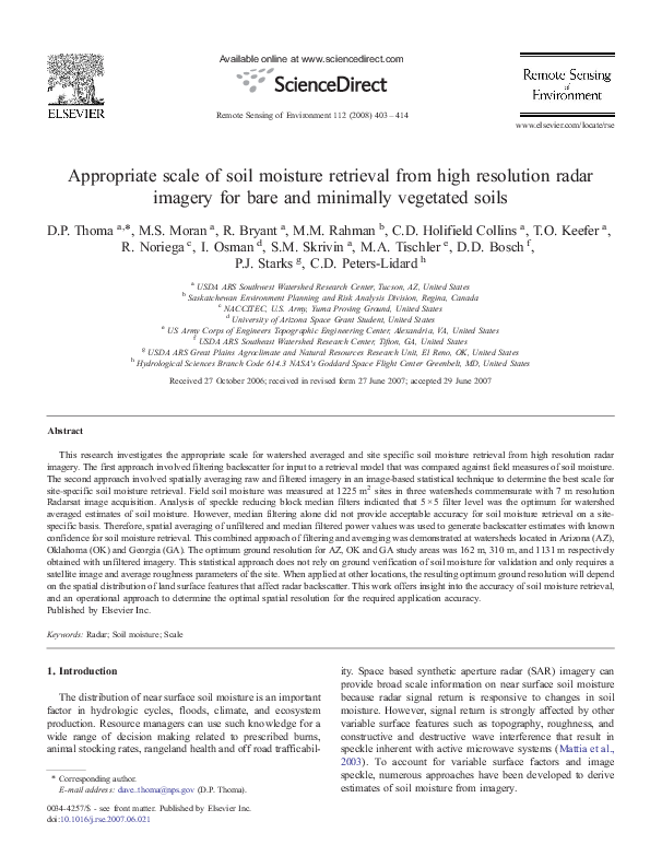 (PDF) Appropriate scale of soil moisture retrieval from high resolution ...