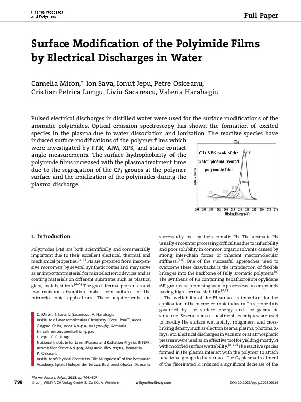 (PDF) Surface Modification of the Polyimide Films by Electrical ...