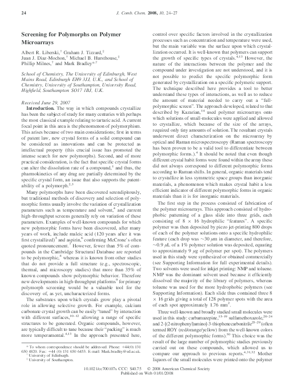 (PDF) Screening for Polymorphs on Polymer Microarrays
