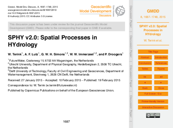 (PDF) SPHY v2.0: Spatial Processes in HYdrology