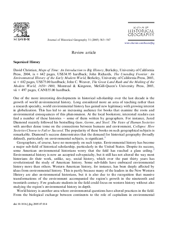 Environmental history timeline image