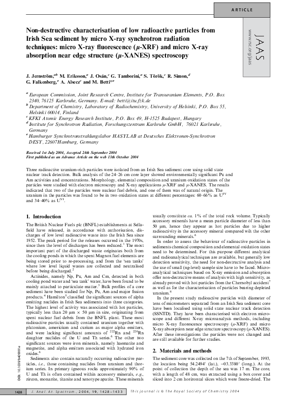 (PDF) Nondestructive characterisation of low radioactive particles