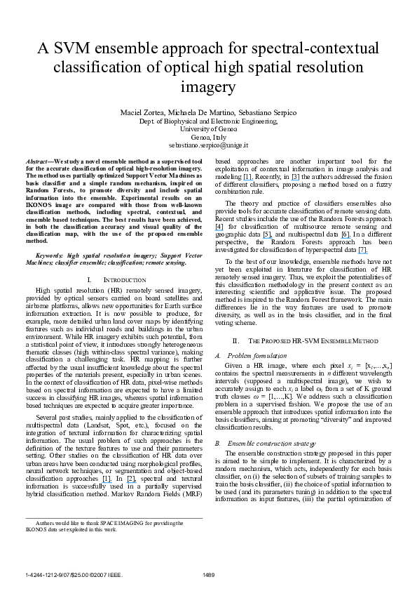 (PDF) A SVM ensemble approach for spectral-contextual classification of ...