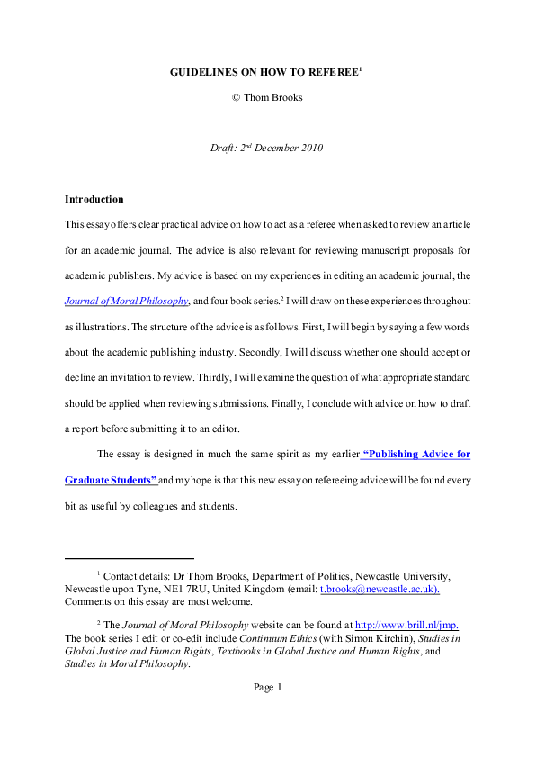 (PDF) Guidelines on How to Referee Thom Brooks Academia.edu