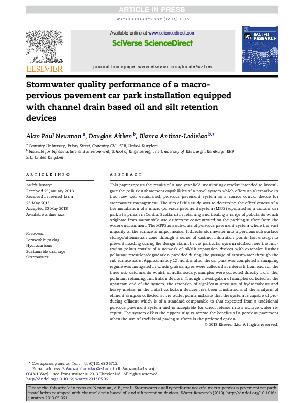 (PDF) Stormwater quality performance of a macro-pervious pavement car ...
