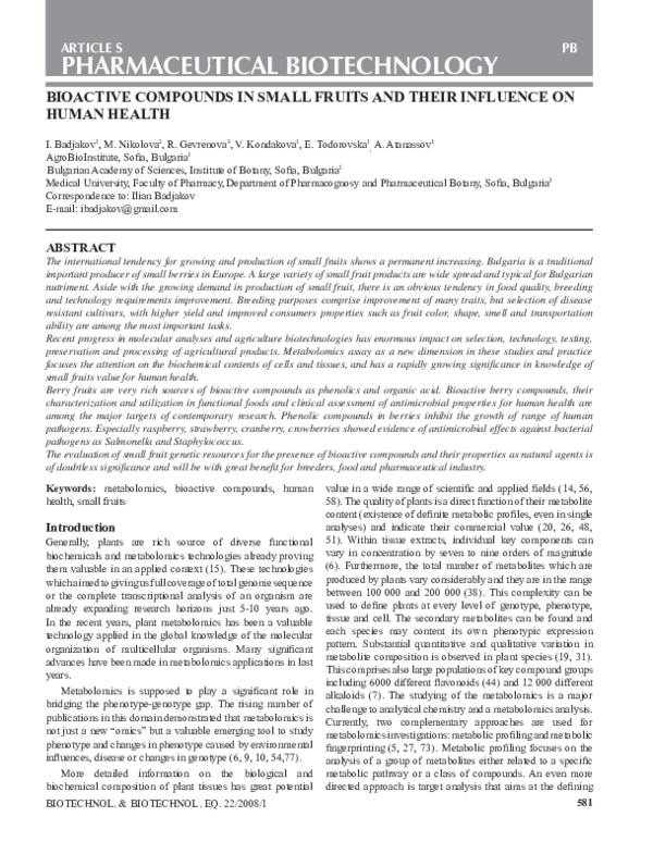 (PDF) Bioactive Compounds in small Fruits and their Influence on Human ...