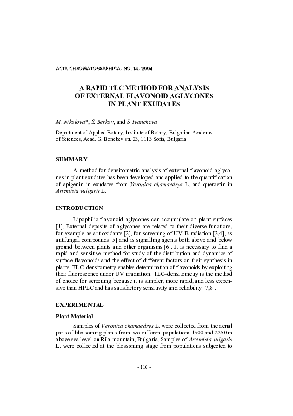 (PDF) A rapid TLC method for analysis of external flavonoid aglycons in