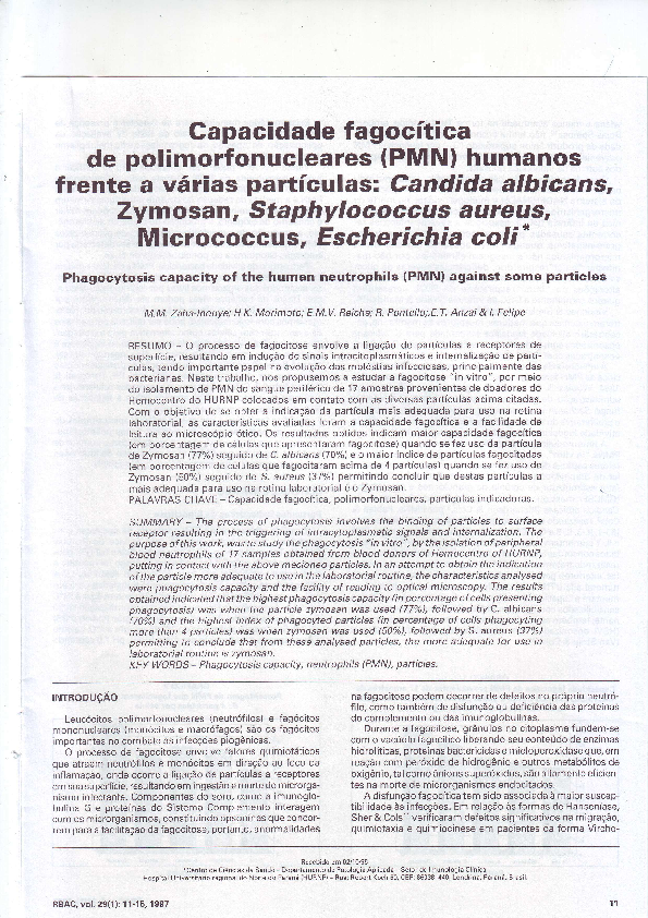 (PDF) Capacidade fagocítica de polimorfonucleares (PMN) humanos frente ...