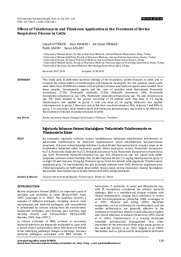 (PDF) Effects of Tulathromycin and Tilmicosin Application in the ...