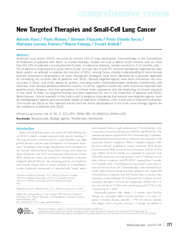 (PDF) New Targeted Therapies and Small-Cell Lung Cancer