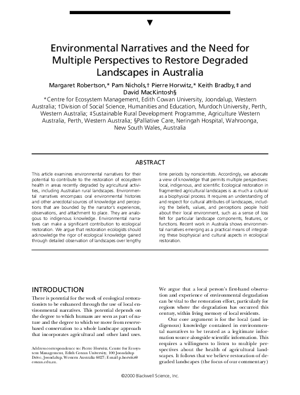 (PDF) Environmental Narratives and the Need for Multiple Perspectives ...