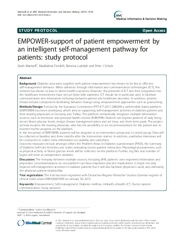 (PDF) EMPOWER-support of patient empowerment by an intelligent self ...
