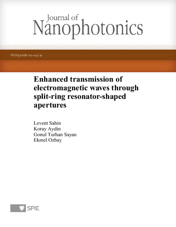 (PDF) Enhanced transmission of electromagnetic waves through metamaterials