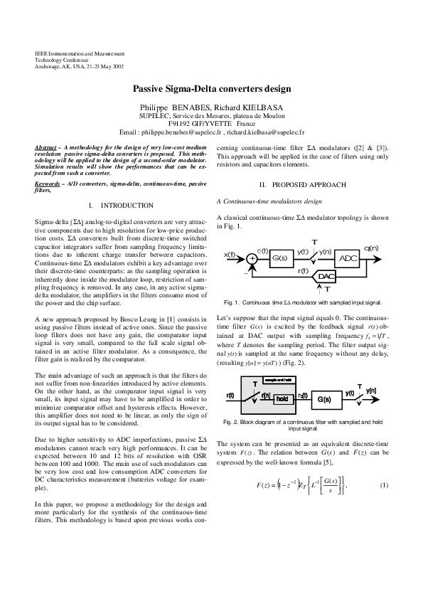 (PDF) Passive sigmadelta converter design Philippe Benabes