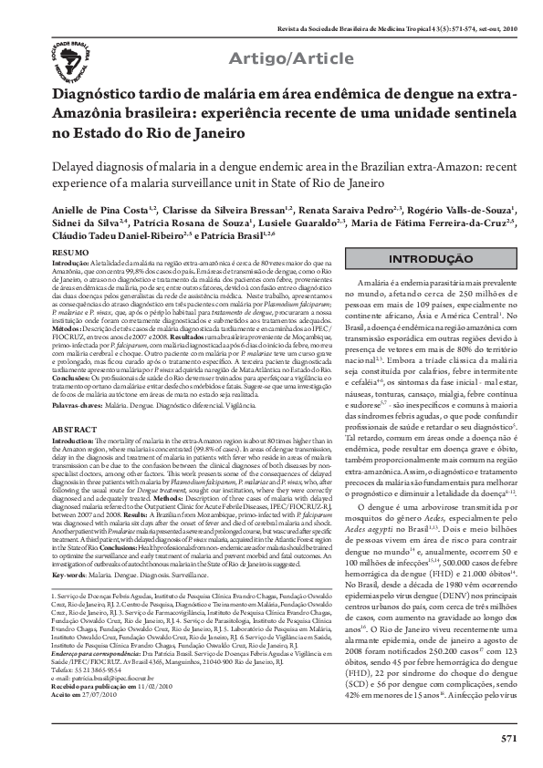 (PDF) Delayed diagnosis of malaria in a dengue endemic area in the ...