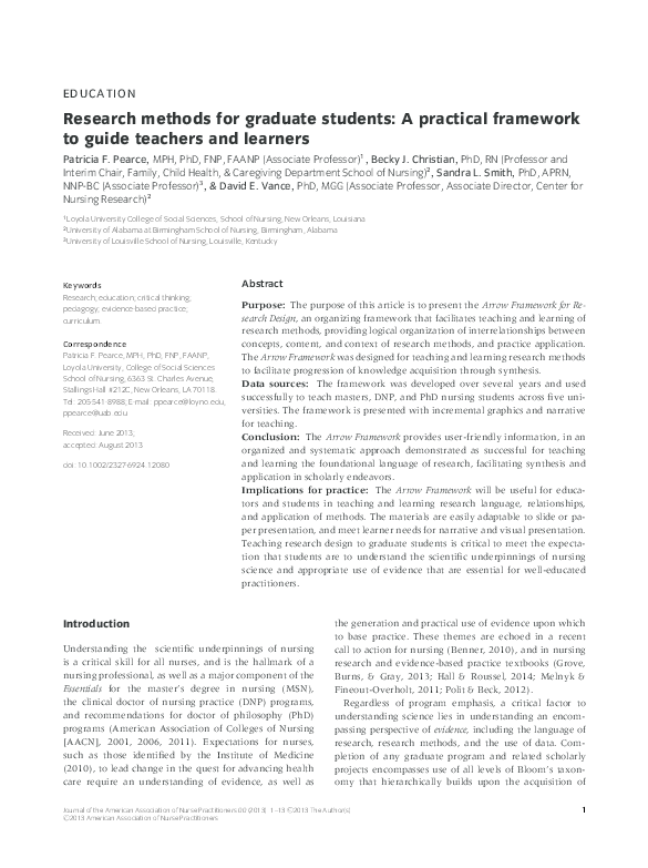 (PDF) Research methods for graduate students: a practical framework to ...