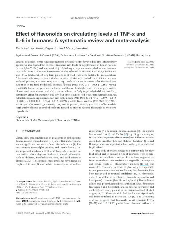 (PDF) Effect of flavonoids on circulating levels of TNF-α and IL-6 in ...