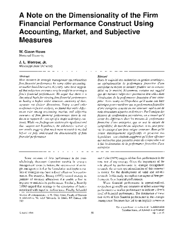 (PDF) A Note on the Dimensionality of the Firm Financial Performance ...