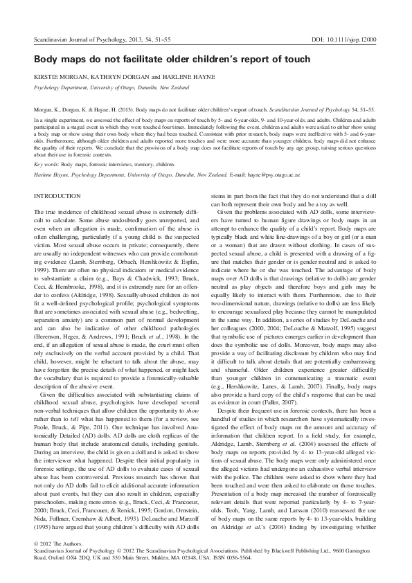(PDF) Body maps do not facilitate older children’s report of touch
