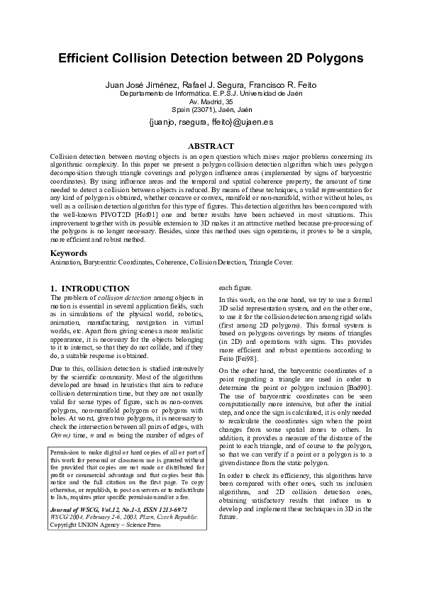 (PDF) Efficient Collision Detection between 2D Polygons