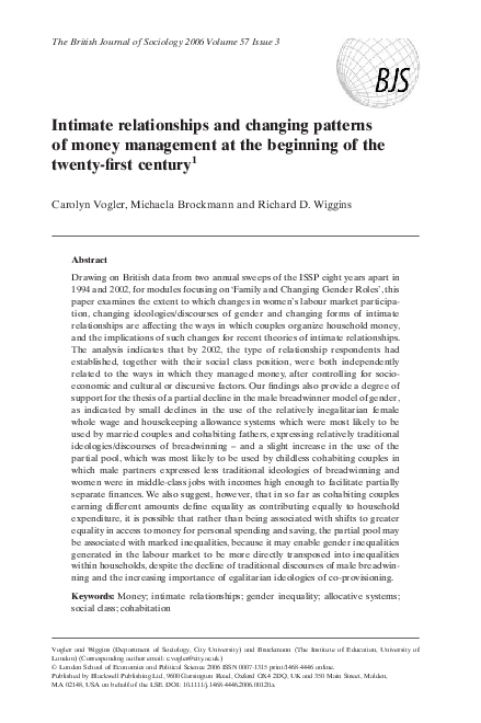 (PDF) Intimate relationships and changing patterns of money management ...
