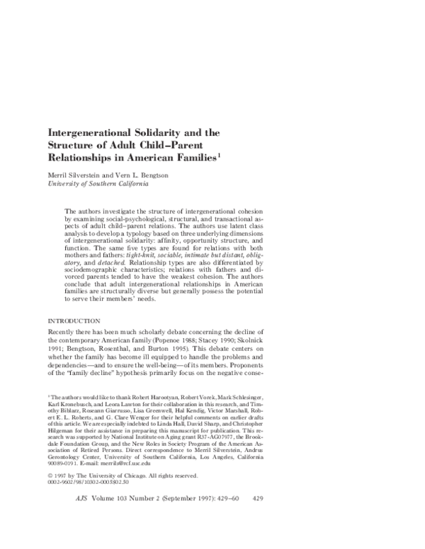 (PDF) Intergenerational Solidarity and the Structure of Adult Child ...