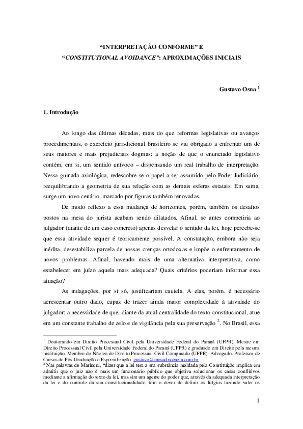 (PDF) "Interpretação conforme" e constitutional avoidance aproximações