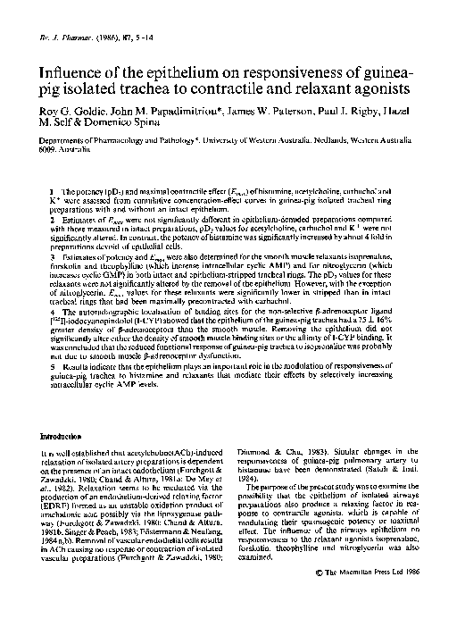 (PDF) Influence of the epithelium on responsiveness of guinea-pig ...