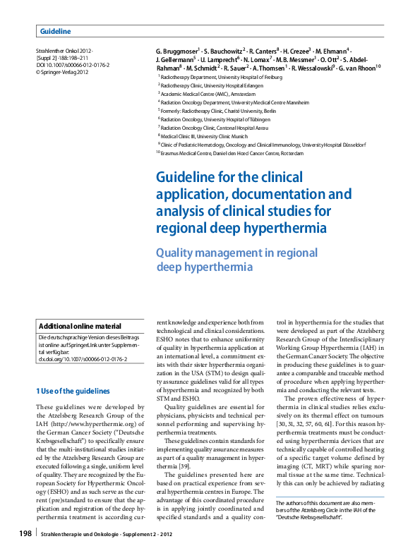 (PDF) Guideline for the clinical application, documentation and ...