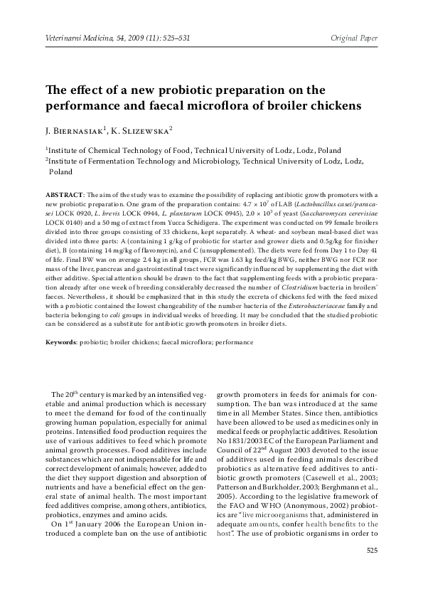 (PDF) The effect of a new probiotic preparation on the performance and ...