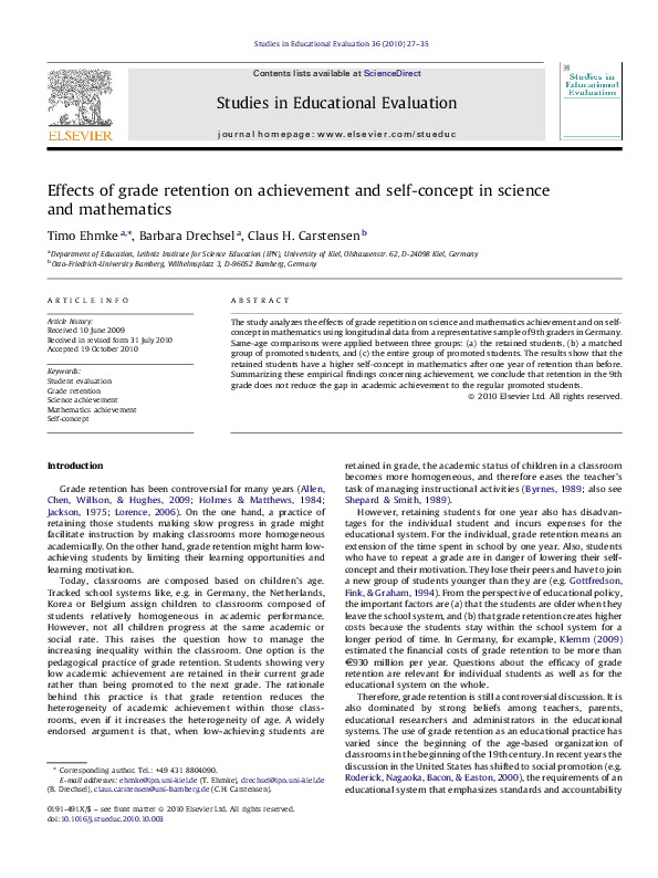 (PDF) Effects of grade retention on achievement and self-concept in ...