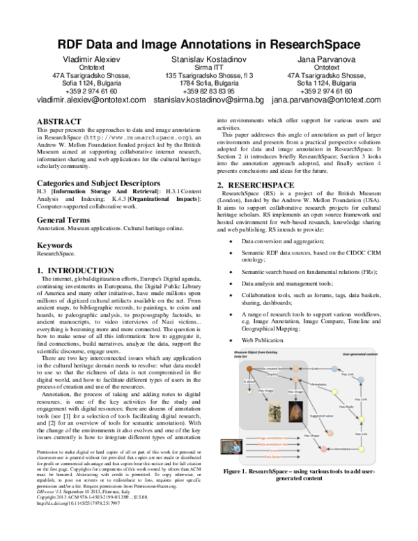 (PDF) RDF data and image annotations in ResearchSpace
