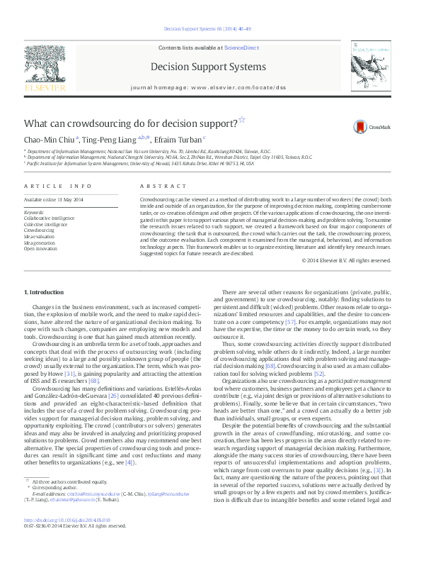 (PDF) What can crowdsourcing do for decision support?