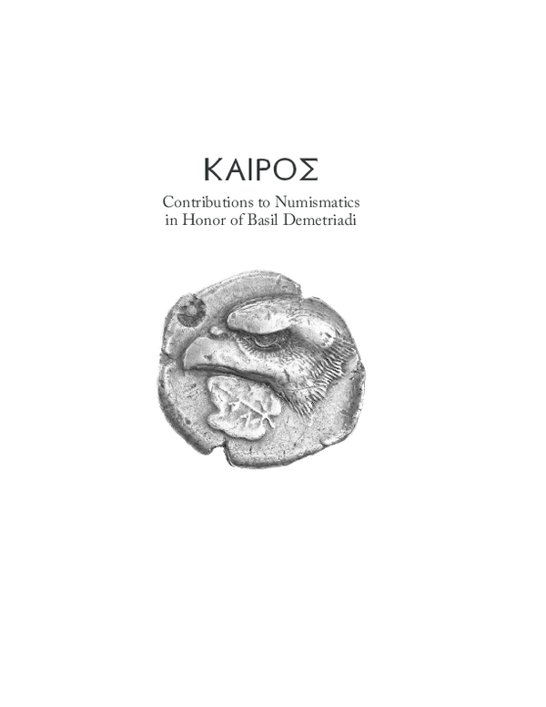 (PDF) Contributions to Numismatics in Honor of Basil Demetriadi Aliki
