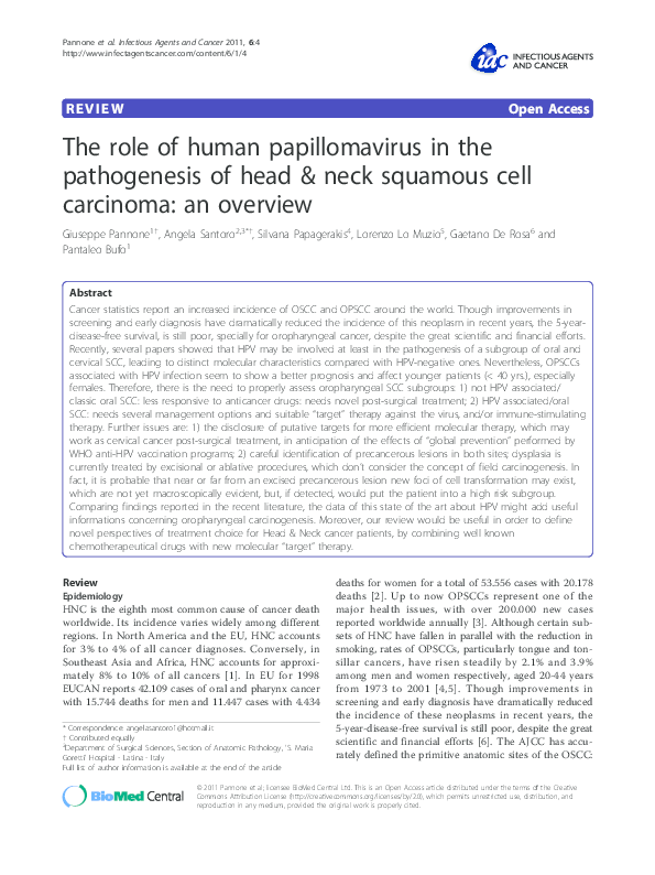 (PDF) The role of human papillomavirus in the pathogenesis of head ...