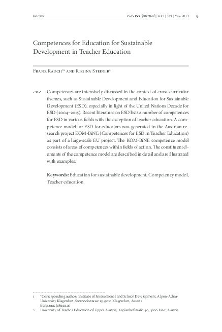 (PDF) Competences for Education for Sustainable Development in Teacher ...