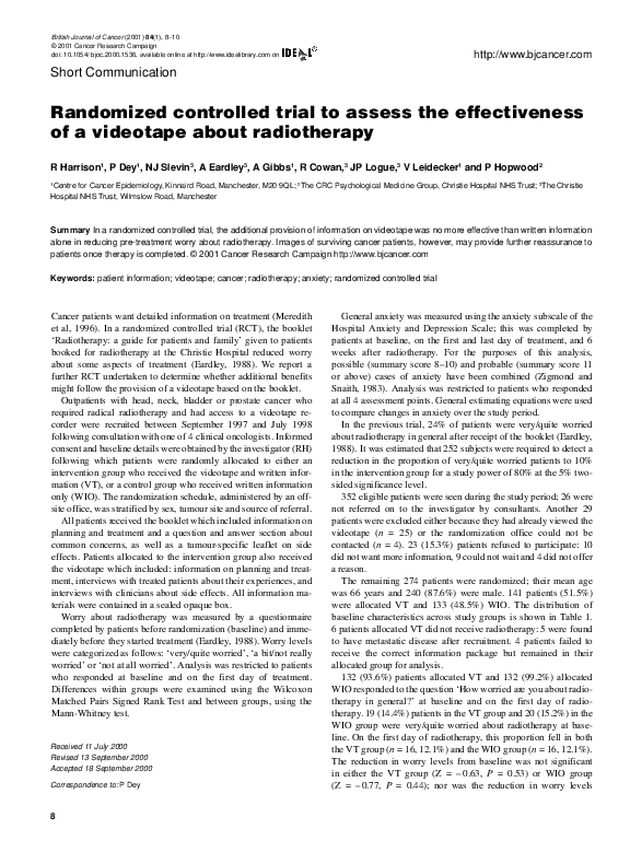 (PDF) A randomized controlled trial to assess effectiveness of a ...