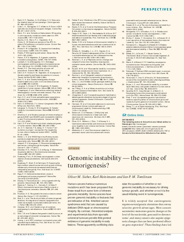 (PDF) Genomic instability — the engine of tumorigenesis?