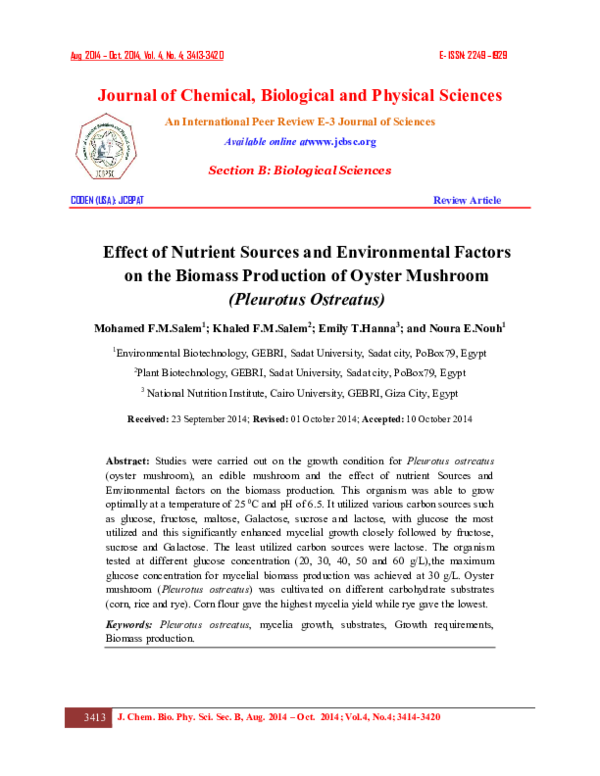 (PDF) Effect of Nutrient Sources and Environmental Factors on the ...