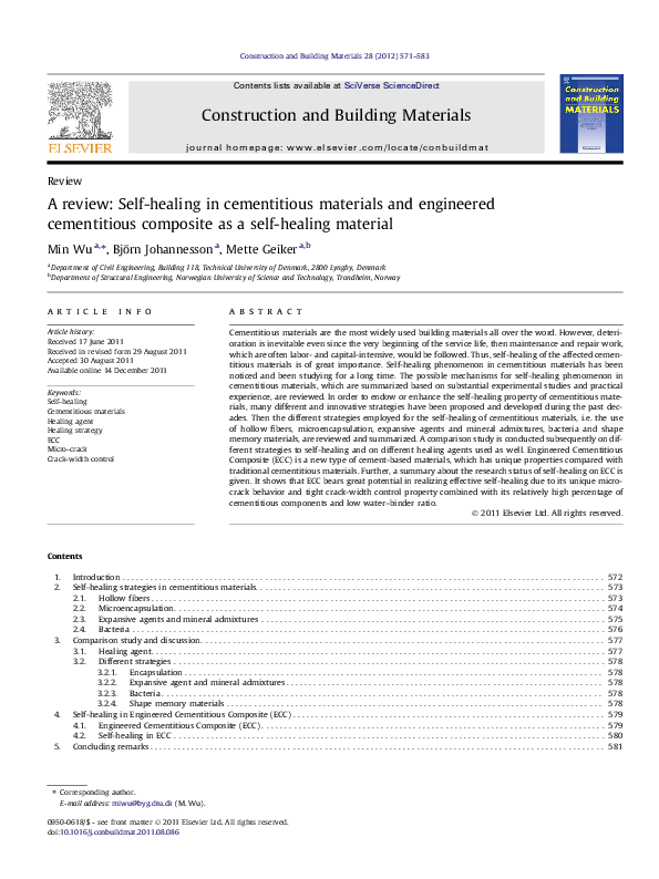 (PDF) A review: Self-healing in cementitious materials and engineered ...