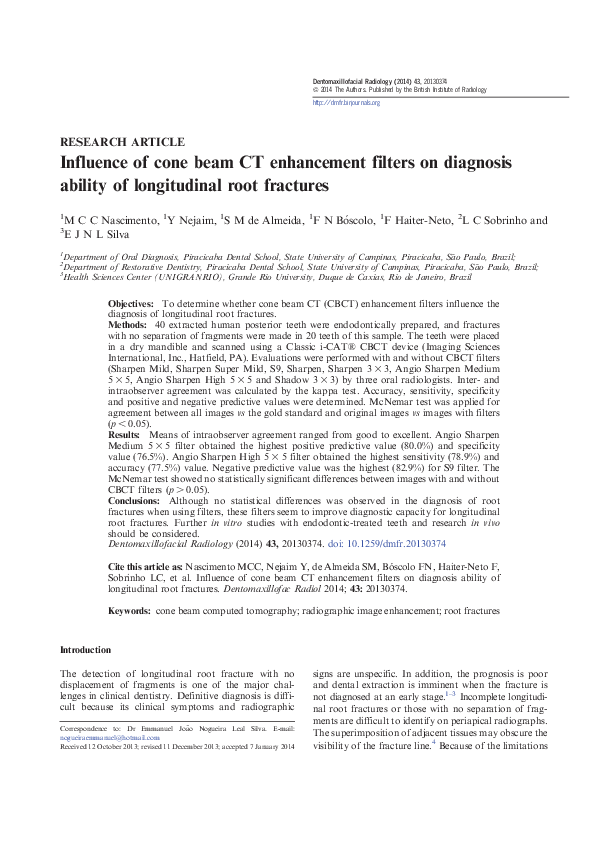 (PDF) Influence of cone-beam computed tomography enhancement filters on ...