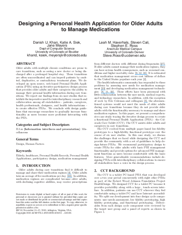 (PDF) Designing a personal health application for older adults to ...