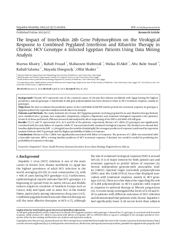 (PDF) The Impact of Interleukin 28b Gene Polymorphism on the ...
