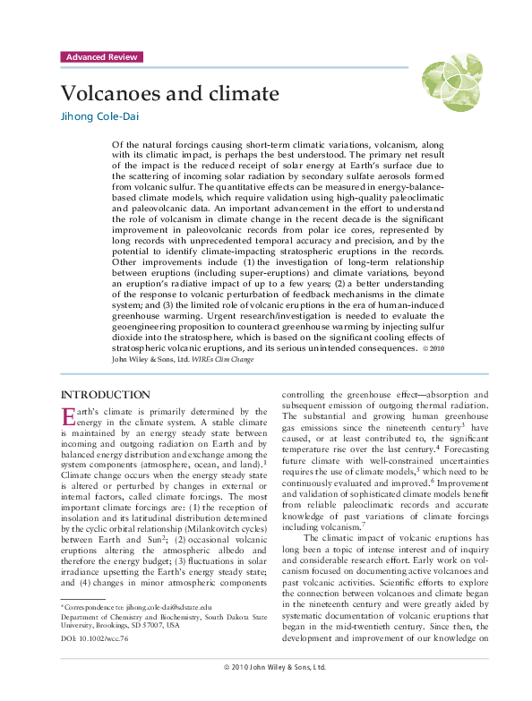 Volcanoes and climate
